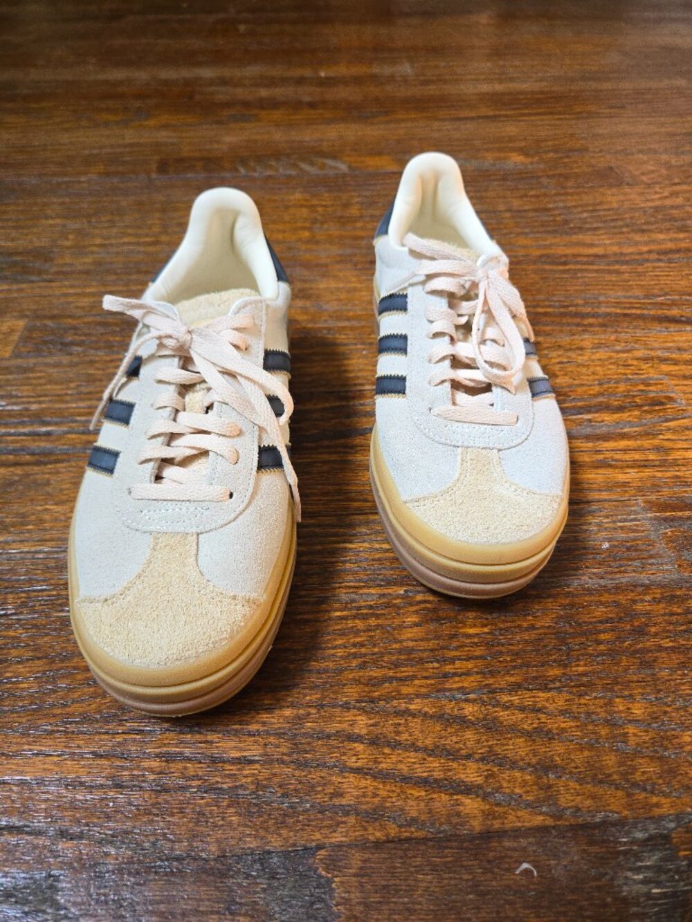 Adidas Originals Gazelle Bold (Cream White/Black/Sand Strata) Women Shoes JS3892 - Picture 2 of 7